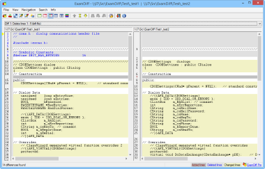 Screenshot of ExamDiff, a freeware Windows tool for visual file comparison