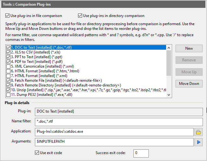 Plug-in Options dialog